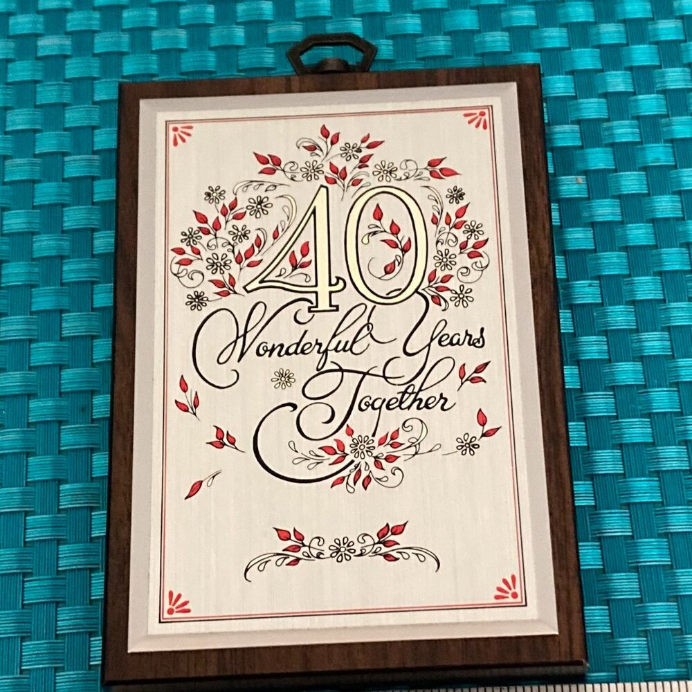 40th Anniversary Plaque Gift NEW 40 Wonderful Years Together!